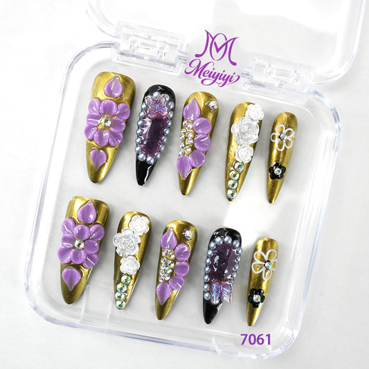 7061-MYY's designer original high-end design customized luxury hand-painted wearable nail art