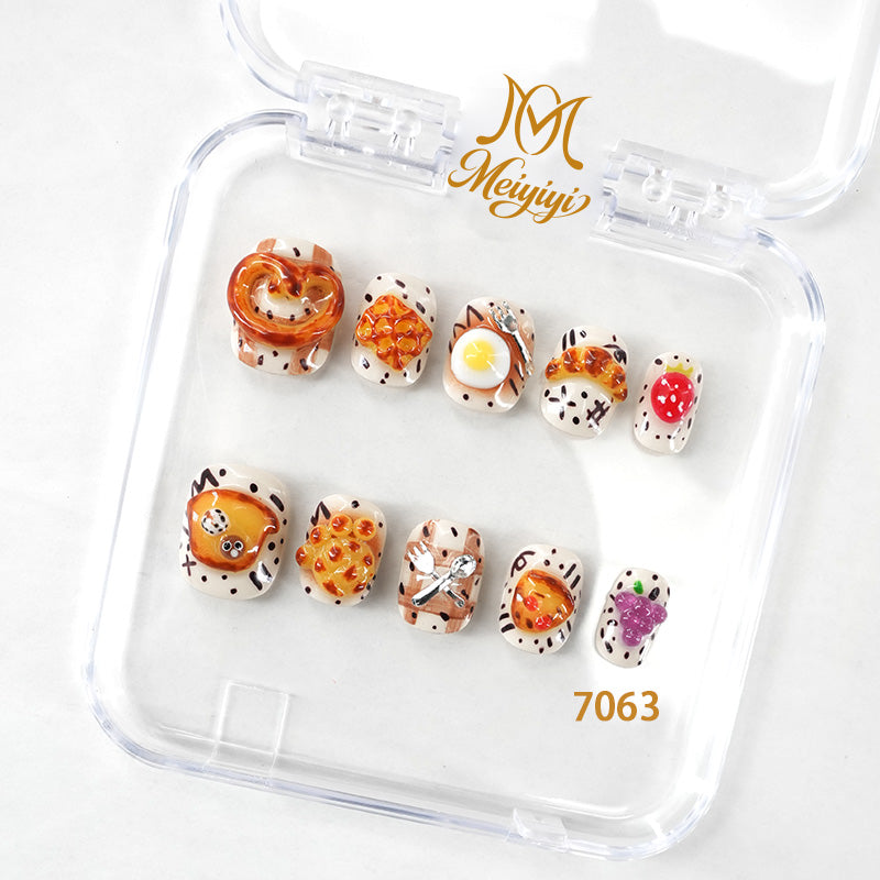 7063-MYY's designer original high-end design customized luxury hand-painted wearable nail art