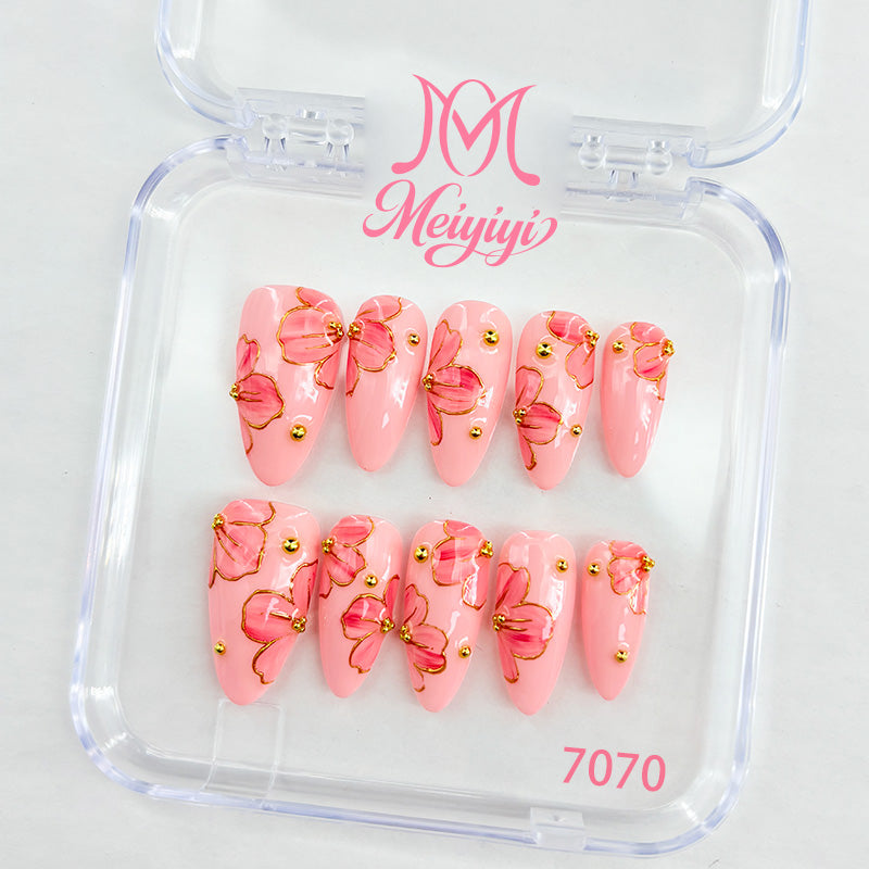 7070-MYY's designer original high-end design customized luxury hand-painted wearable nail art