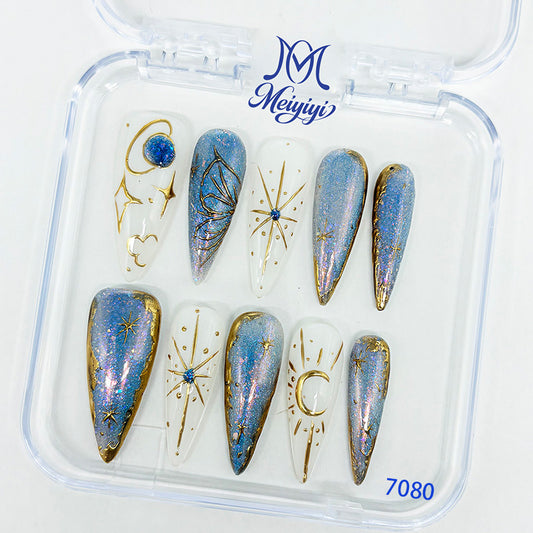 7080-MYY's designer original high-end design customized luxury hand-painted wearable nail art