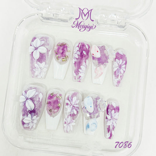 7086-MYY's designer original high-end design customized luxury hand-painted wearable nail art