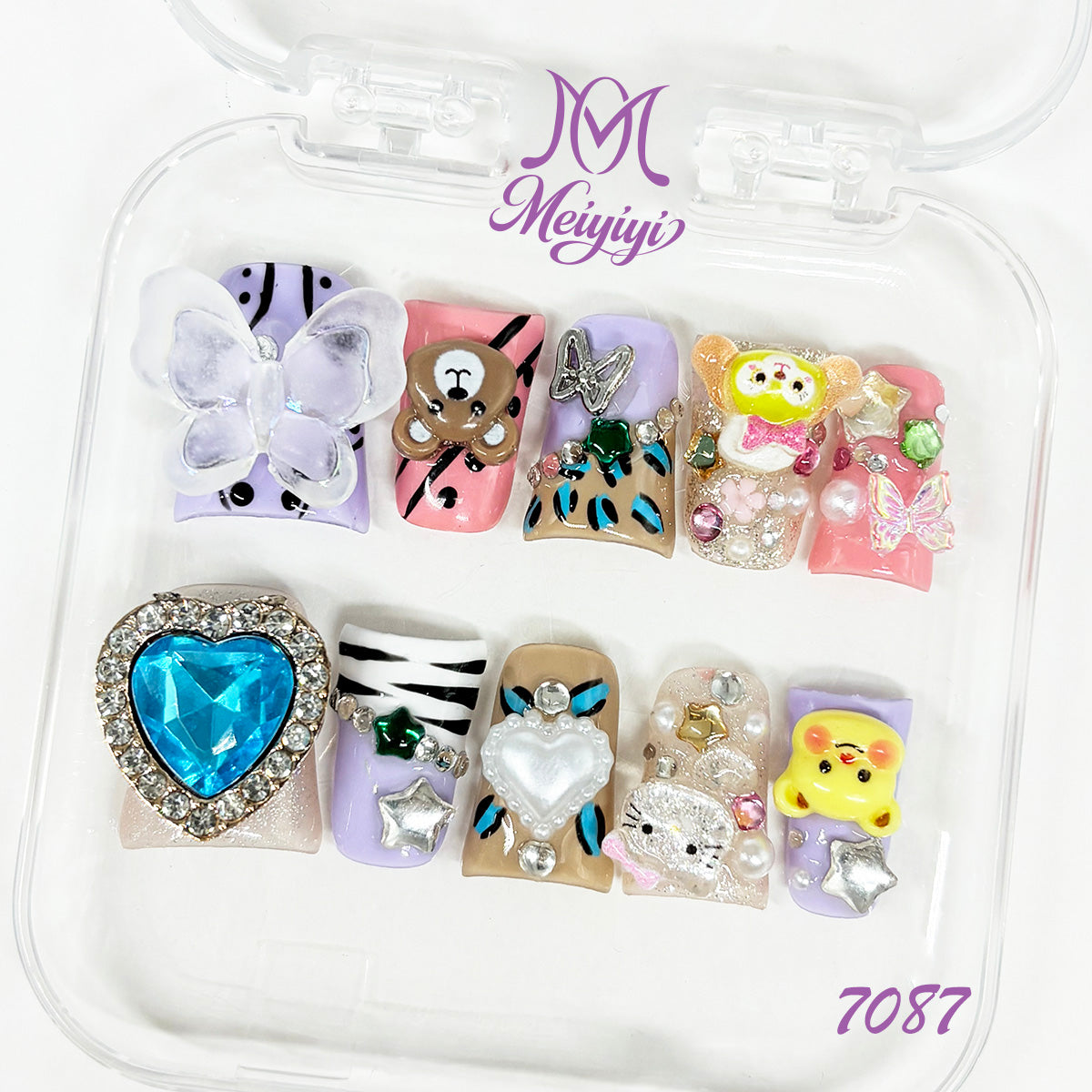 7087-MYY's designer original high-end design customized luxury hand-painted wearable nail art