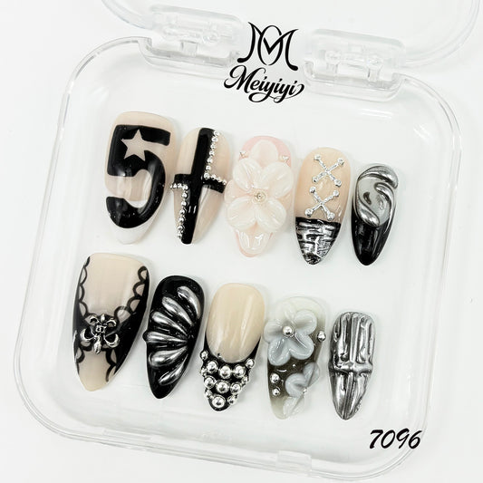 7096-MYY's designer original high-end design customized luxury hand-painted wearable nail art
