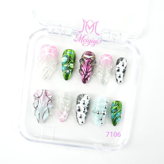 7106-MYY's designer original high-end design customized luxury hand-painted wearable nail art