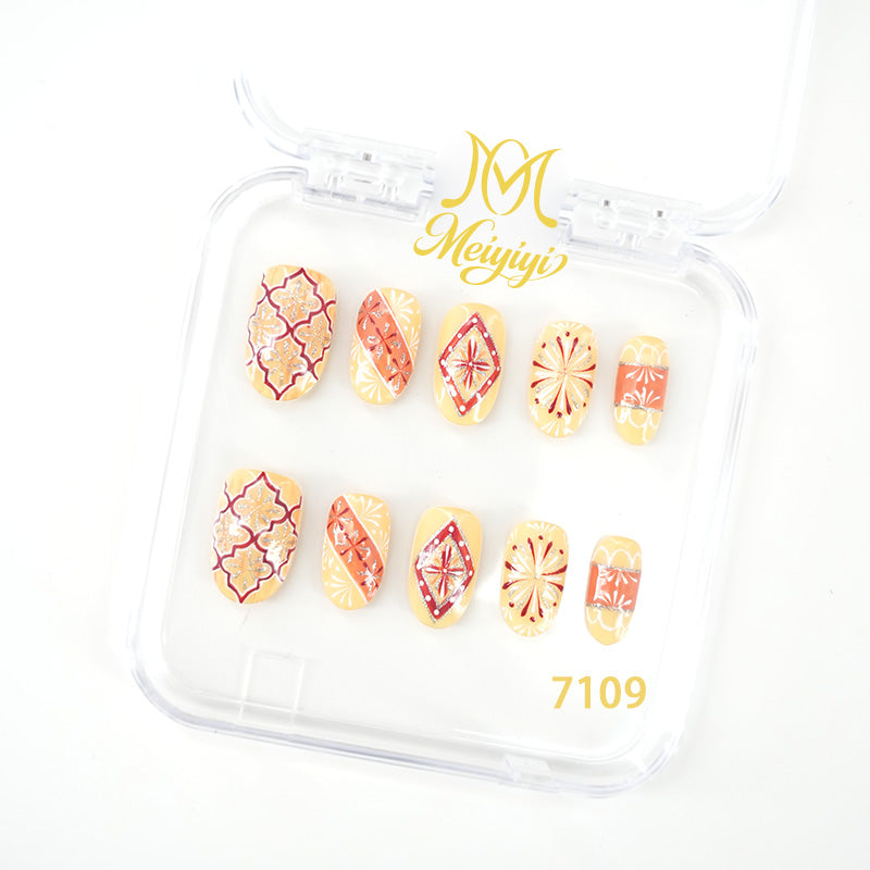 7109-MYY's designer original high-end design customized luxury hand-painted wearable nail art