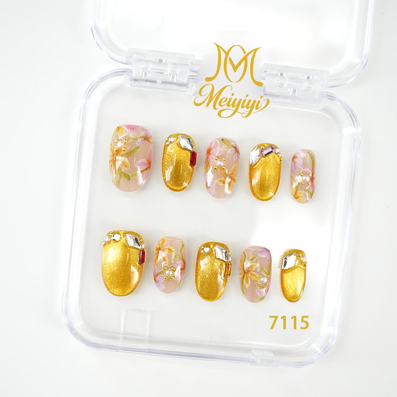 7115-MYY's designer original high-end design customized luxury hand-painted wearable nail art