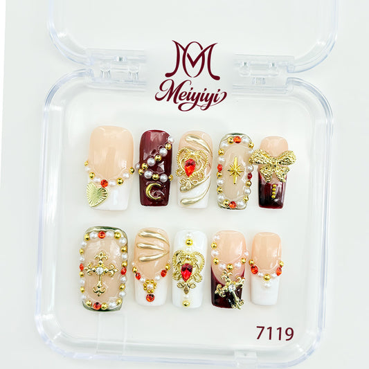7119-MYY's designer original high-end design customized luxury hand-painted wearable nail art