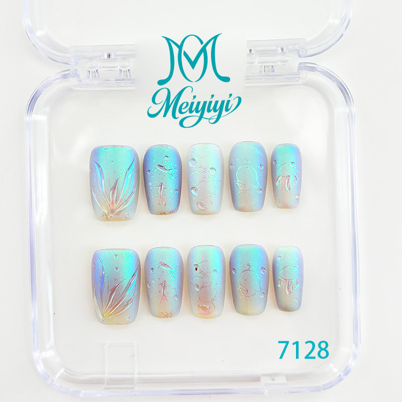 7128-MYY's designer original high-end design customized luxury hand-painted wearable nail art