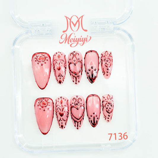 7136-MYY's designer original high-end design customized luxury hand-painted wearable nail art