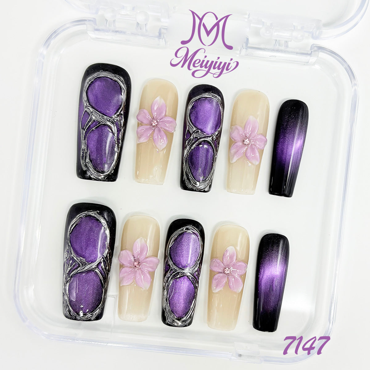 7147-MYY's designer original high-end design customized luxury hand-painted wearable nail art