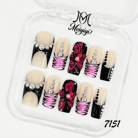7151-MYY's designer original high-end design customized luxury hand-painted wearable nail art