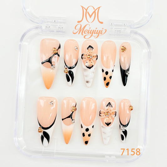 7158-MYY's designer original high-end design customized luxury hand-painted wearable nail art