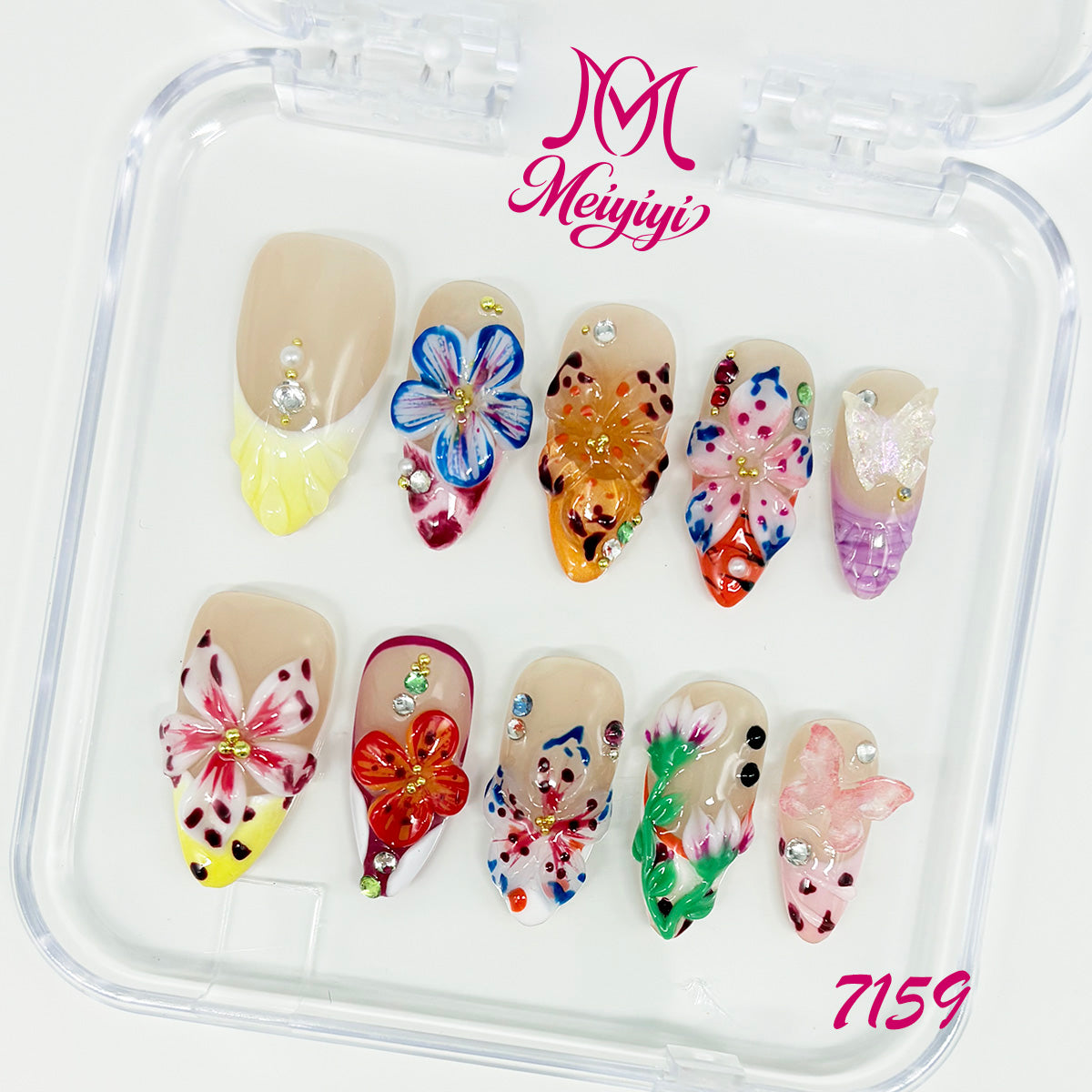 7159-MYY's designer original high-end design customized luxury hand-painted wearable nail art
