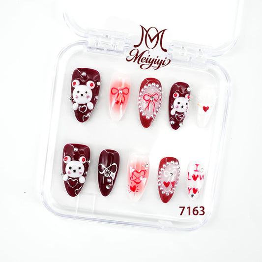 7163-MYY's designer original high-end design customized luxury hand-painted wearable nail art