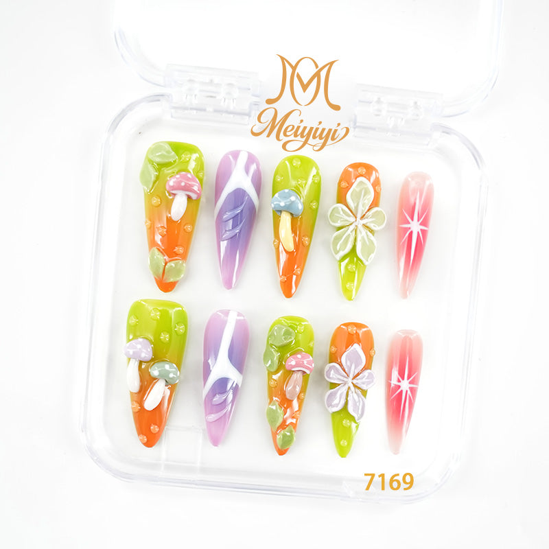 7169-MYY's designer original high-end design customized luxury hand-painted wearable nail art