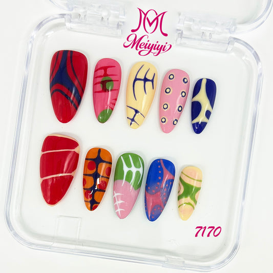 7170-MYY's designer original high-end design customized luxury hand-painted wearable nail art