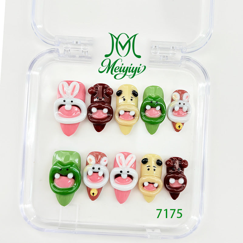 7175-MYY's designer original high-end design customized luxury hand-painted wearable nail art