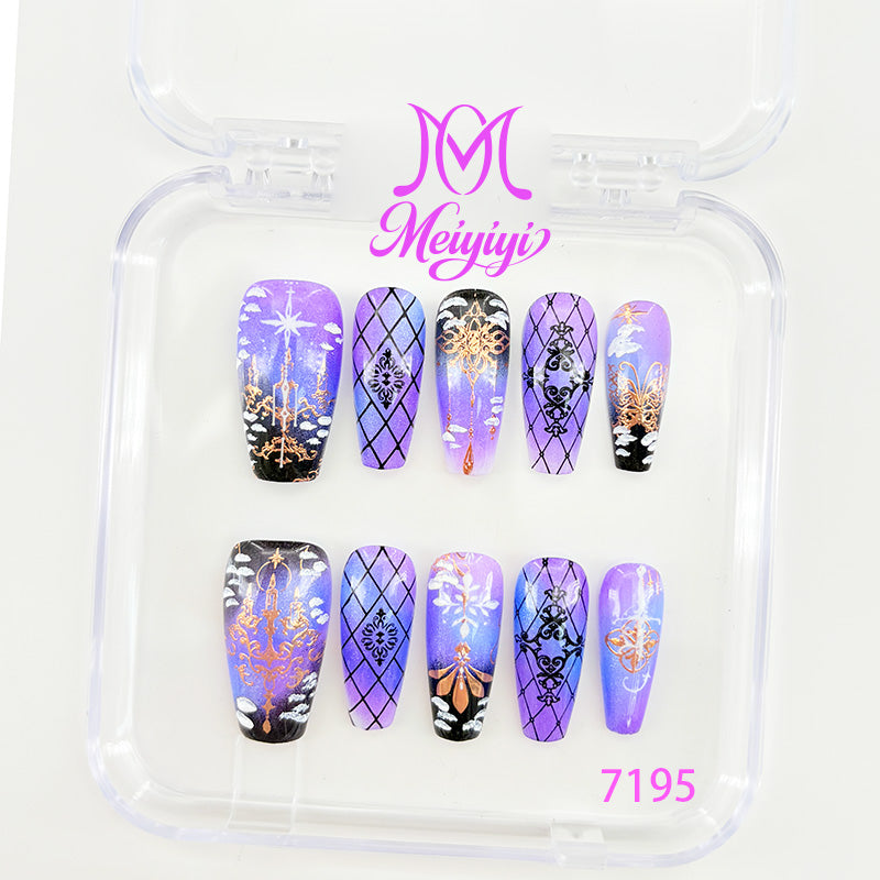 7195-MYY's designer original high-end design customized luxury hand-painted wearable nail art