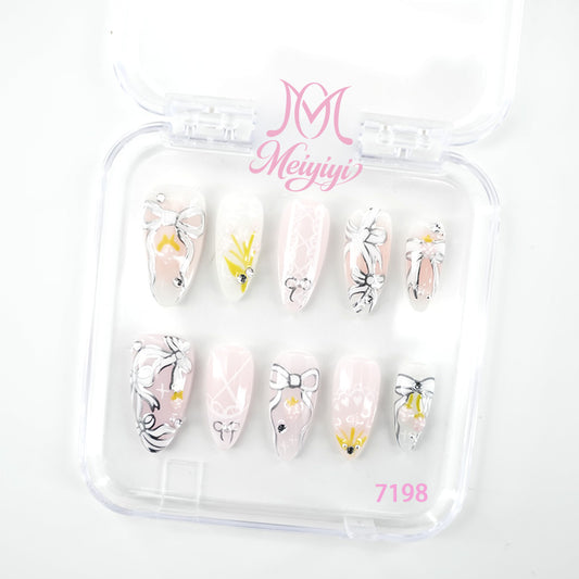 7198-MYY's designer original high-end design customized luxury hand-painted wearable nail art