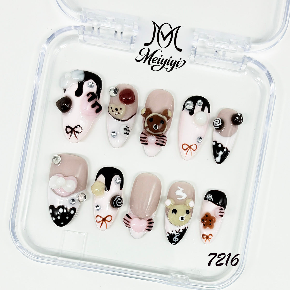 7216-MYY's designer original high-end design customized luxury hand-painted wearable nail art
