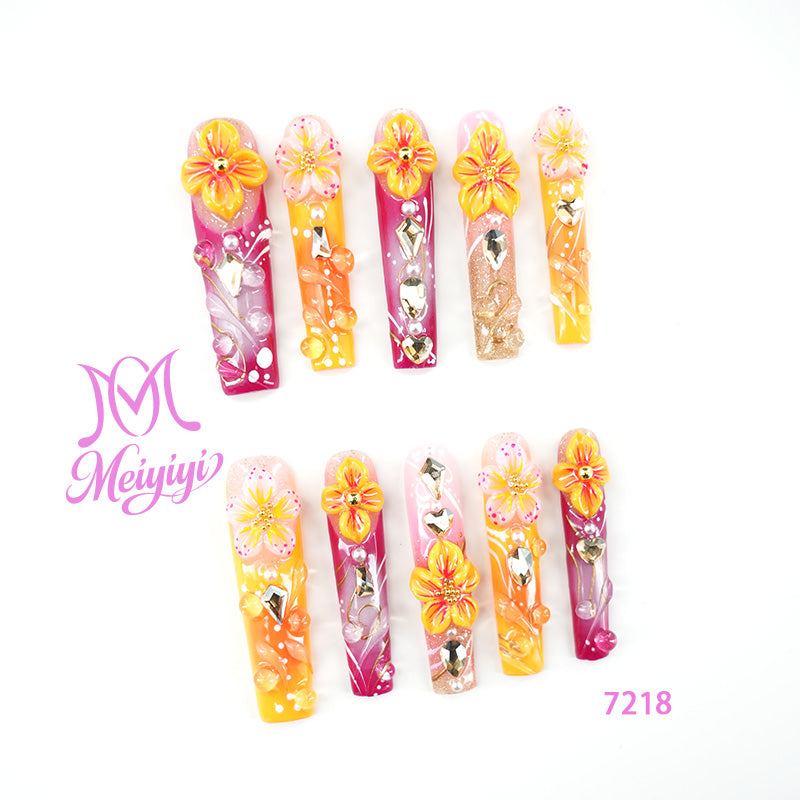 7218-MYY's designer original high-end design customized luxury hand-painted wearable nail art