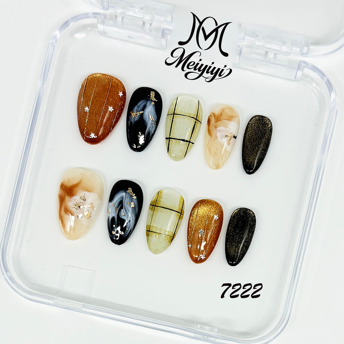 7222-MYY's designer original high-end design customized luxury hand-painted wearable nail art