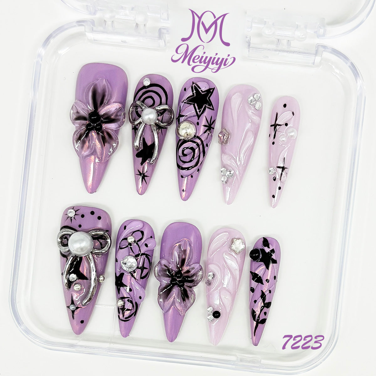 7223-MYY's designer original high-end design customized luxury hand-painted wearable nail art