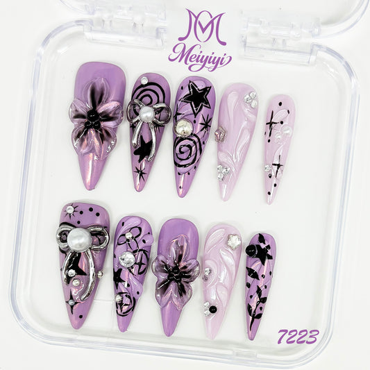 7223-MYY's designer original high-end design customized luxury hand-painted wearable nail art
