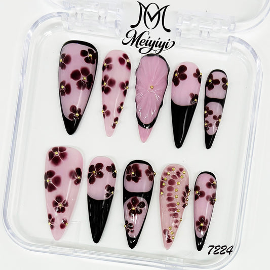 7224-MYY's designer original high-end design customized luxury hand-painted wearable nail art