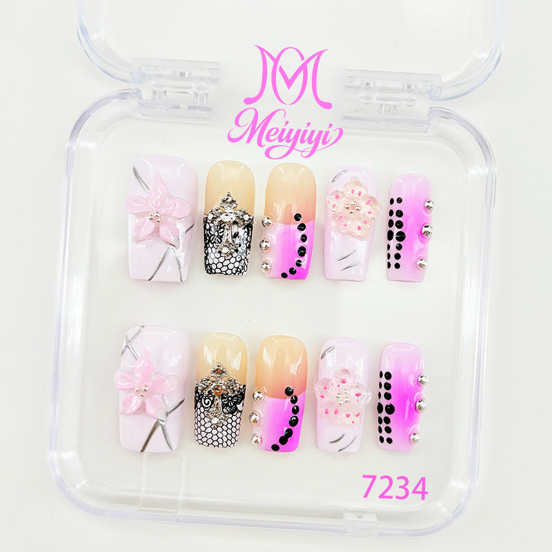 7234-MYY's designer original high-end design customized luxury hand-painted wearable nail art