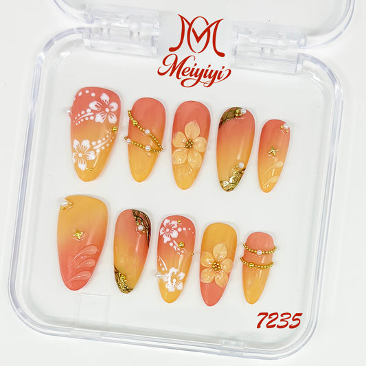 7235-MYY's designer original high-end design customized luxury hand-painted wearable nail art