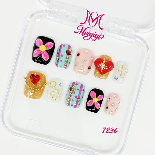 7236-MYY's designer original high-end design customized luxury hand-painted wearable nail art