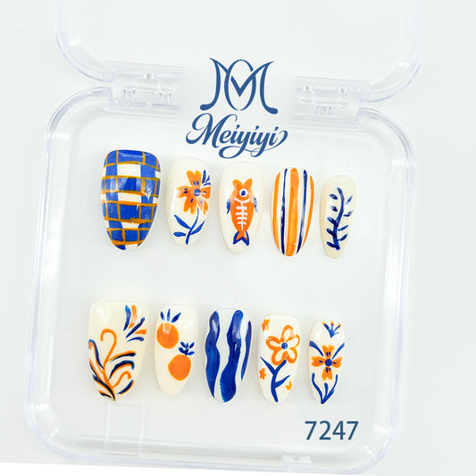 7247-MYY's designer original high-end design customized luxury hand-painted wearable nail art