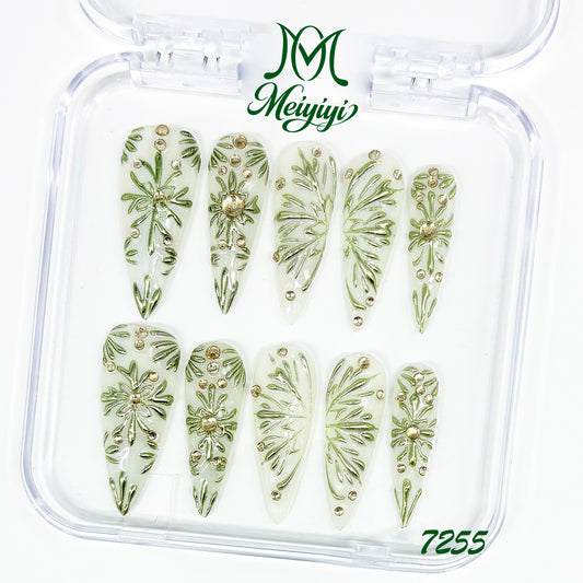 7255-MYY's designer original high-end design customized luxury hand-painted wearable nail art