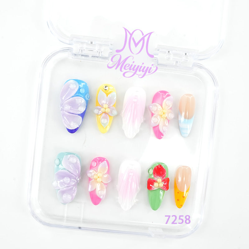 7258-MYY's designer original high-end design customized luxury hand-painted wearable nail art