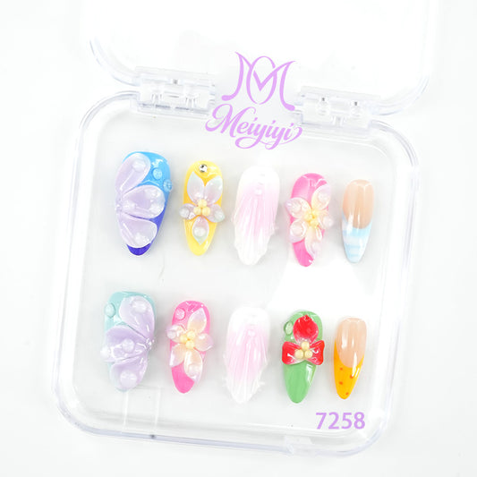 7258-MYY's designer original high-end design customized luxury hand-painted wearable nail art