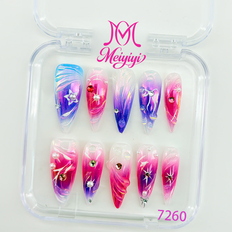 7260-MYY's designer original high-end design customized luxury hand-painted wearable nail art