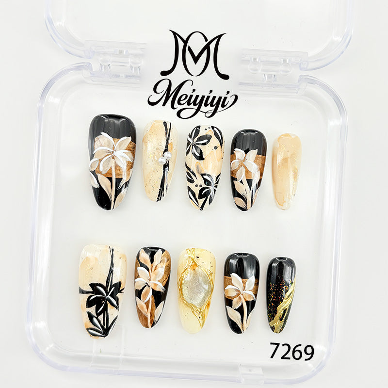 7269-MYY's designer original high-end design customized luxury hand-painted wearable nail art