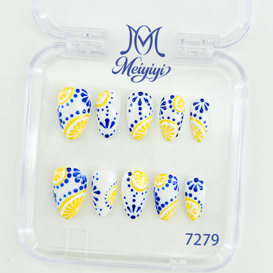 7279-MYY's designer original high-end design customized luxury hand-painted wearable nail art