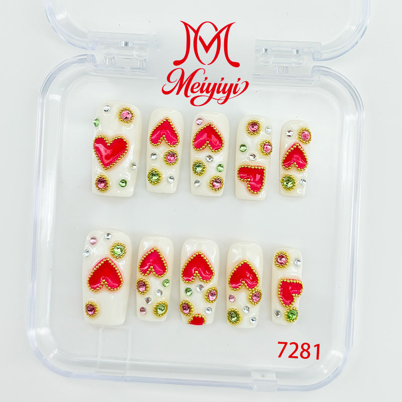 7281-MYY's designer original high-end design customized luxury hand-painted wearable nail art