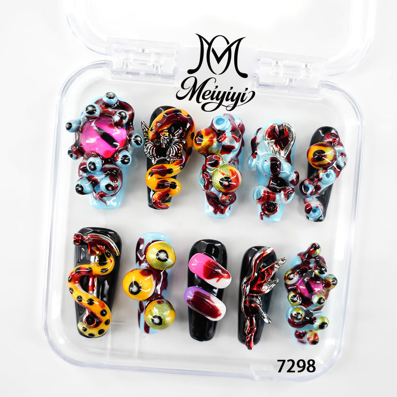 7298-MYY's designer original high-end design customized luxury hand-painted wearable nail art