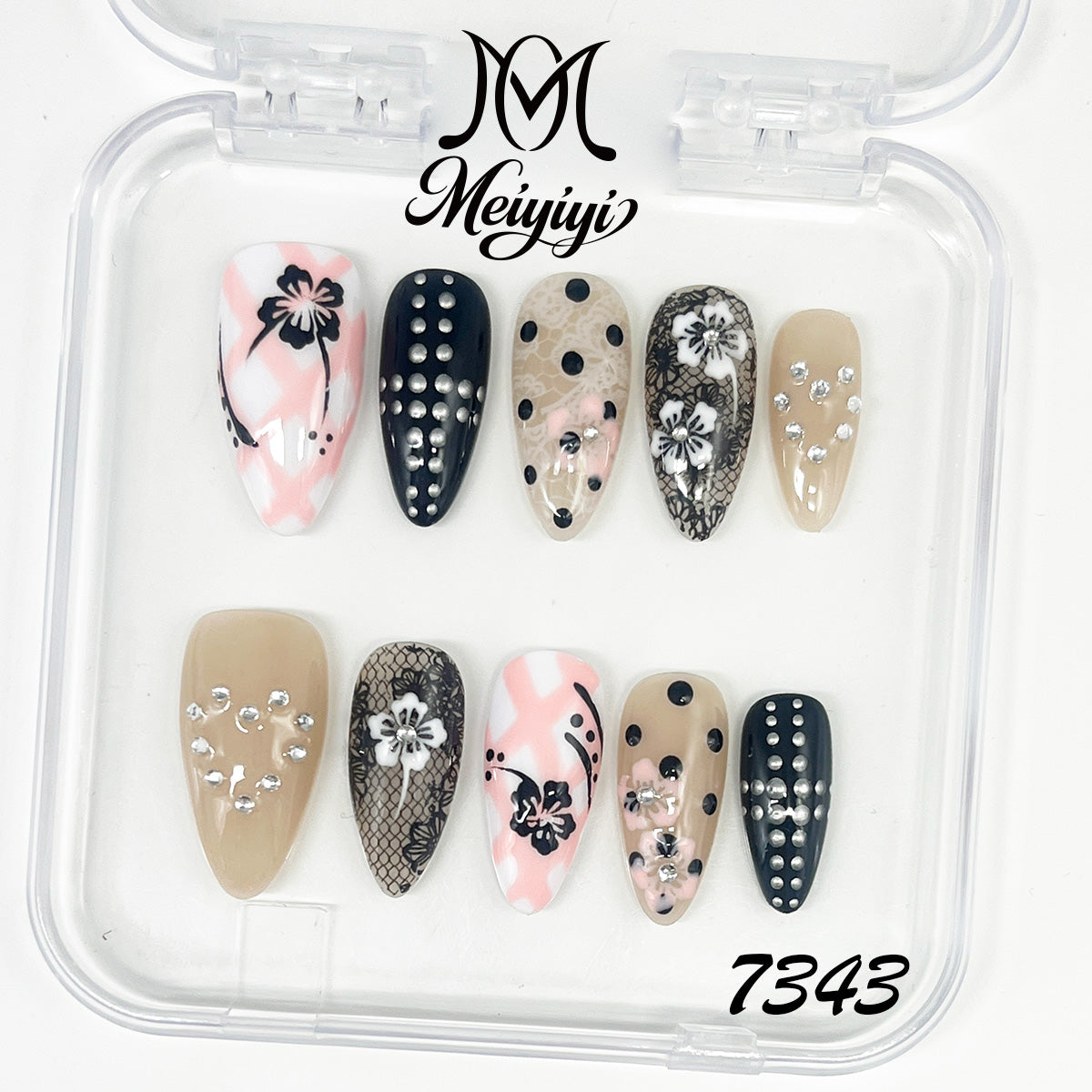 7343-MYY's designer original high-end design customized luxury hand-painted wearable nail art