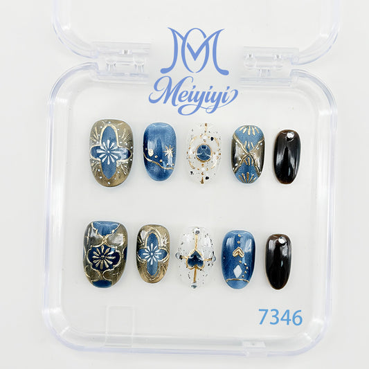 7346-MYY's designer original high-end design customized luxury hand-painted wearable nail art