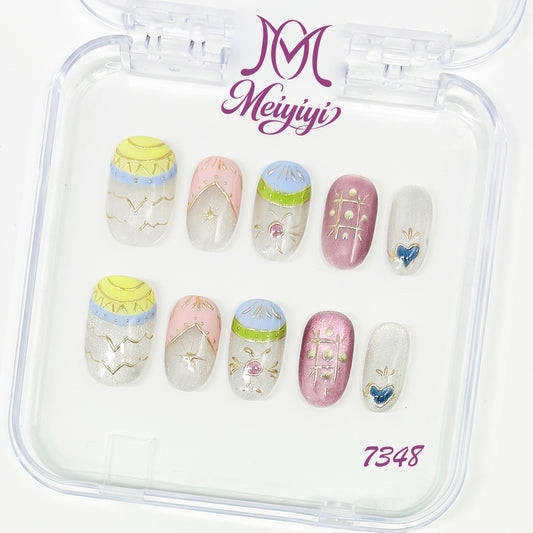 7348-MYY's designer original high-end design customized luxury hand-painted wearable nail art