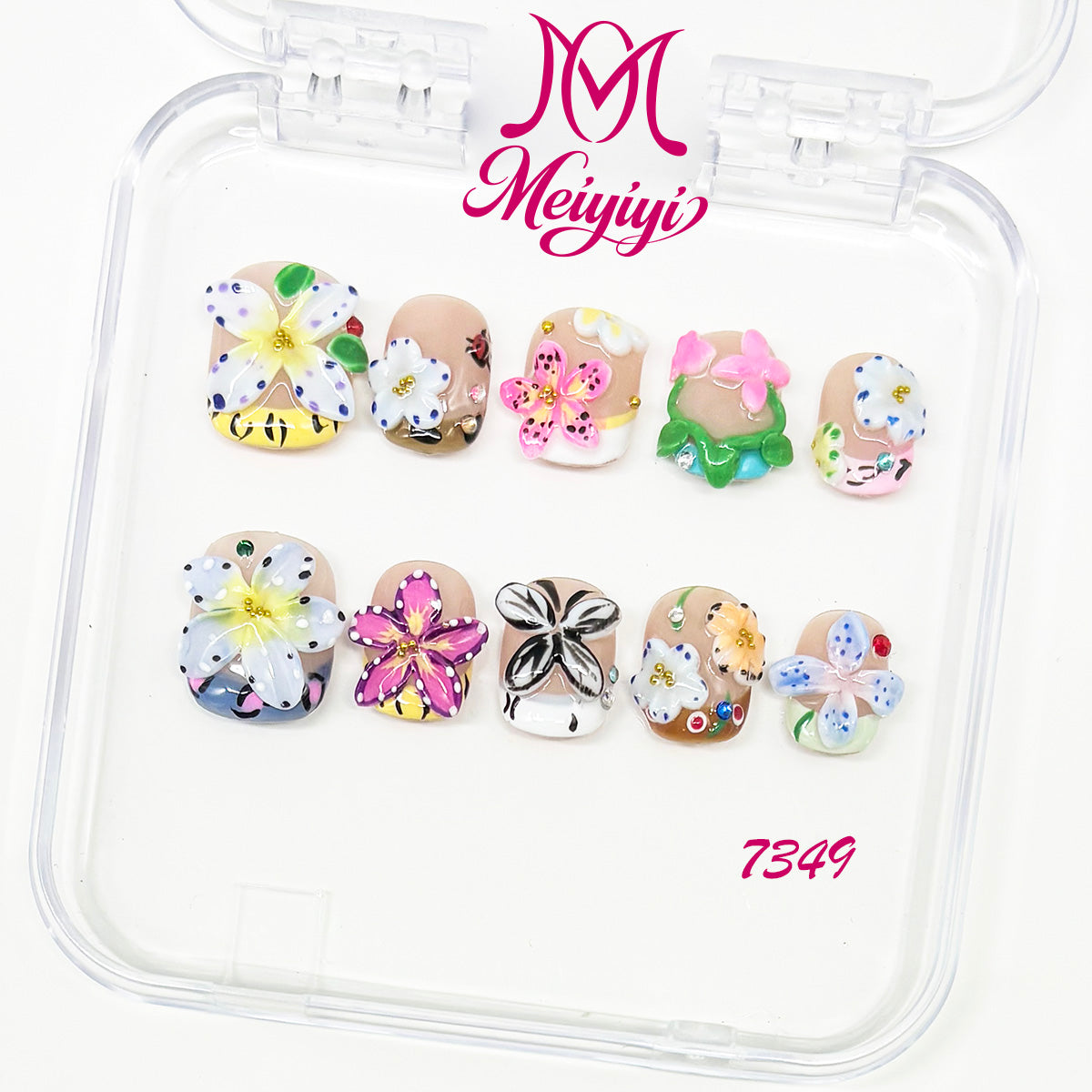 7349-MYY's designer original high-end design customized luxury hand-painted wearable nail art