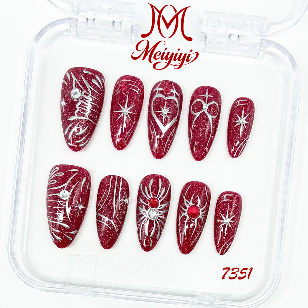 7351-MYY's designer original high-end design customized luxury hand-painted wearable nail art
