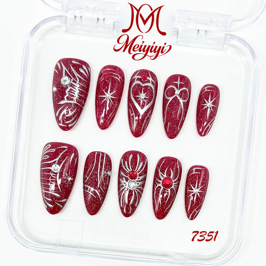 7351-MYY's designer original high-end design customized luxury hand-painted wearable nail art