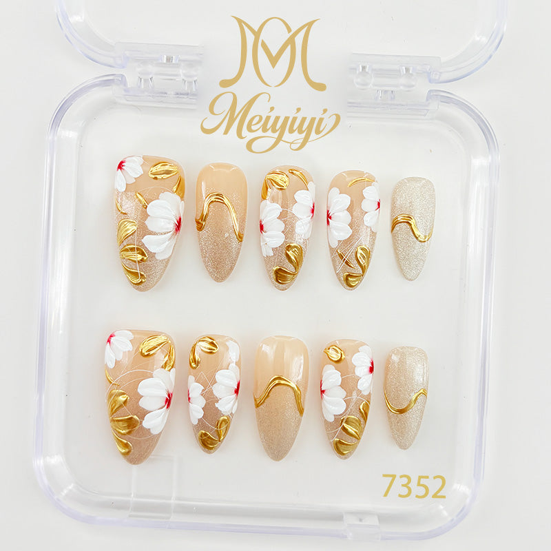 7352-MYY's designer original high-end design customized luxury hand-painted wearable nail art