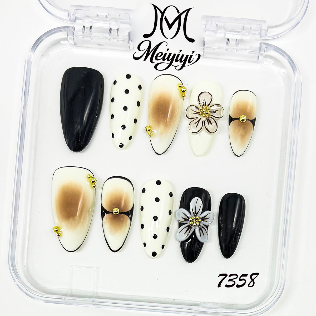 7358-MYY's designer original high-end design customized luxury hand-painted wearable nail art