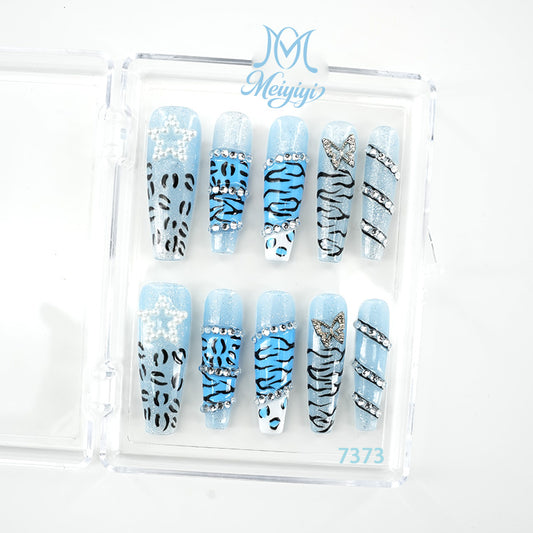 7373-MYY's designer original high-end design customized luxury hand-painted wearable nail art